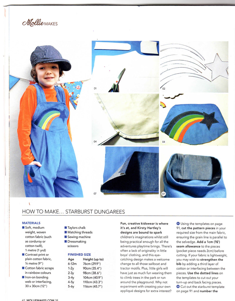 Mollie Makes Wild Things Starburst Dungaree pattern