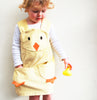 Chick character pinafore dress in yellow corduroy