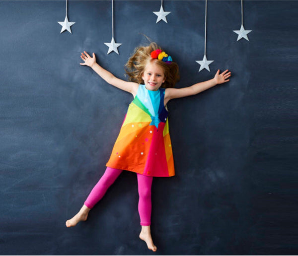 Girls rainbow starburst A- line dress