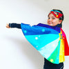 Personalised Rainbow Super Hero cape & mask + name or initial . Add power cuffs.