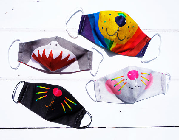 Kids Animal Face Masks, shark, cat , lion, bunny