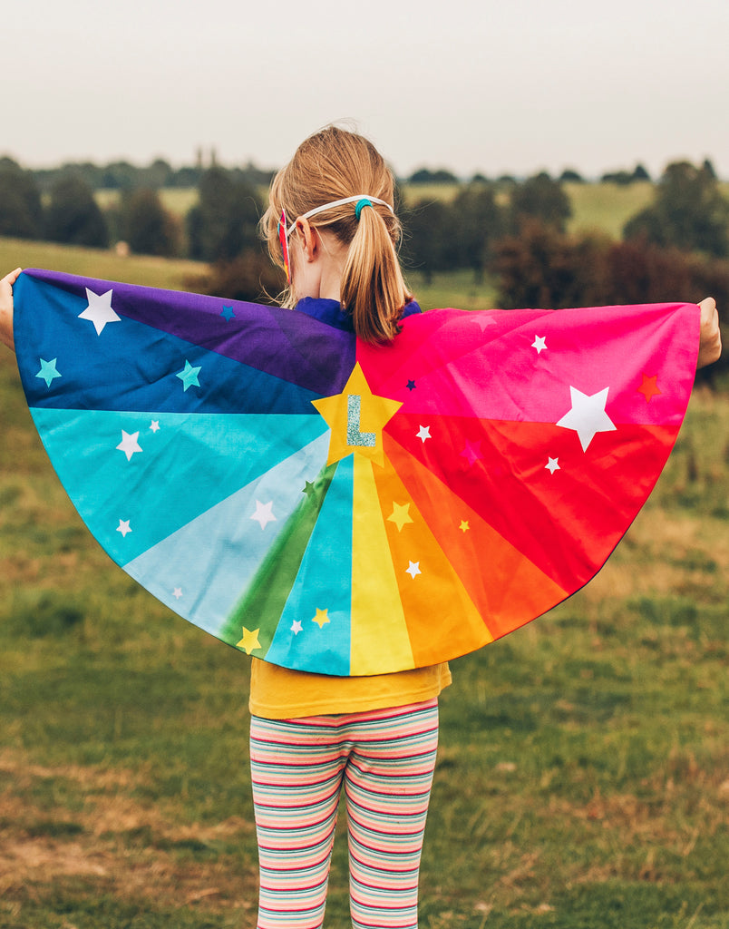 Personalised Superstar Rainbow Superhero Cape and Mask Set