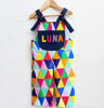 Geometric print personalised dungaree overalls