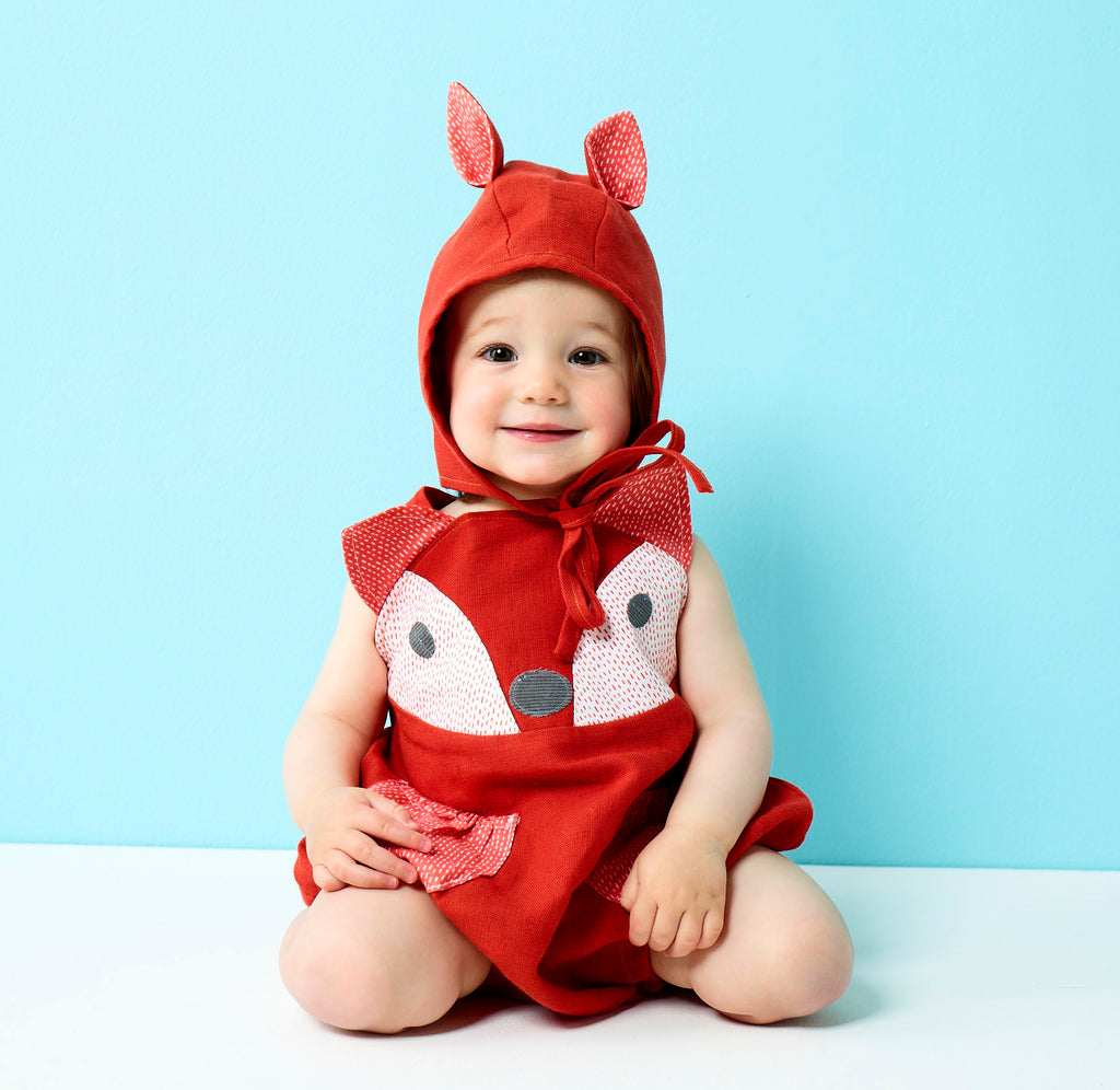 Cute Baby Fox animal romper with fox ears bonnet, baby shower gift