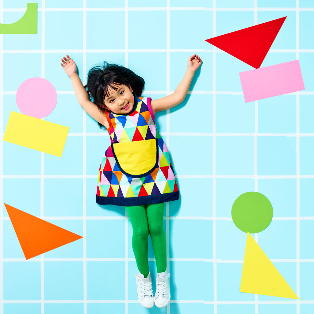 Geometric print A-line dress for little girls & toddlers.