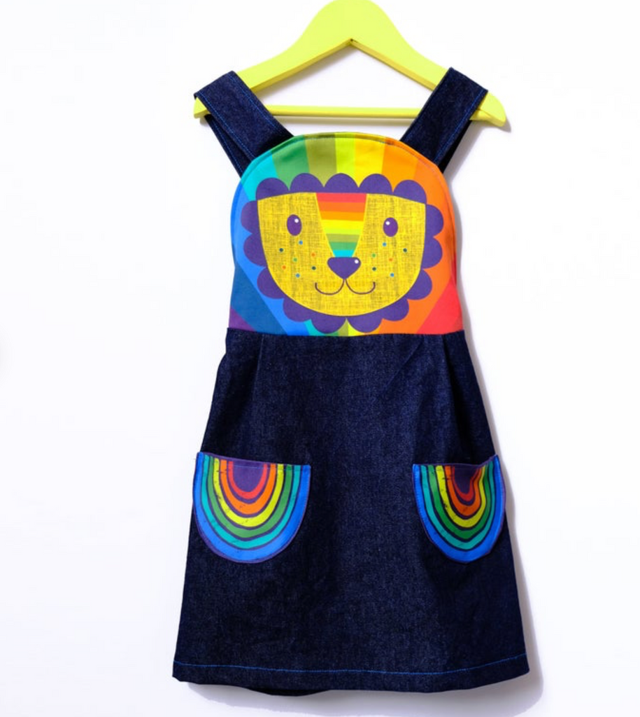 Rainbow lion pinafore dress