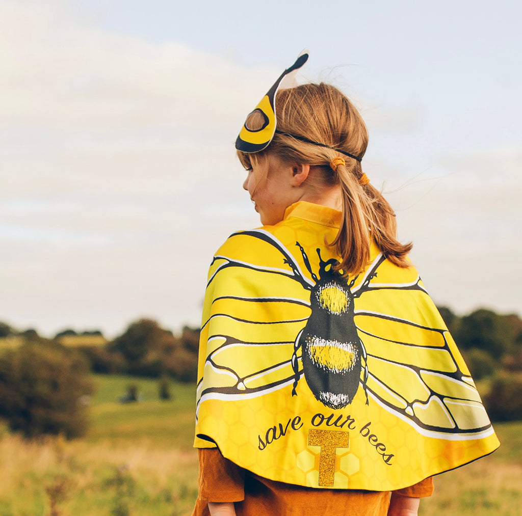 Bee Wings Cape and mask with bee wildflower seeds. 3-9yrs