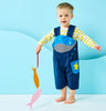 Blue whale baby & toddler shortie overalls