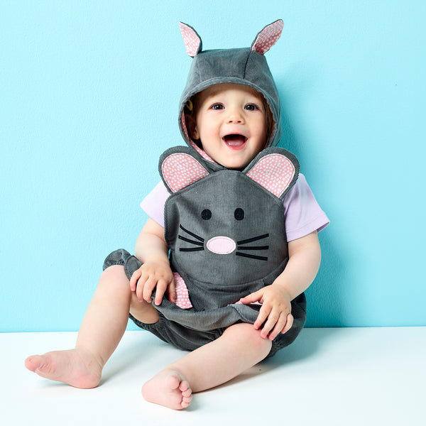 Baby Mouse animal romper with bonnet