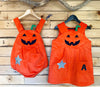 Halloween Toddler Girls Pumpkin Dress Up Pinafore Costume in soft orange cord