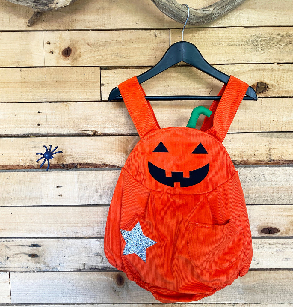 Halloween  Pumpkin Toddler Baby Romper in Orange