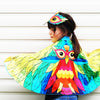 Tropical bird rainbow cape and mask set