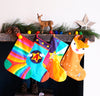 Personalised Christmas stocking , super hero, rainbow stripe sock ,reindeer , family stocking set