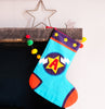 Personalised Christmas stocking , super hero, rainbow stripe sock ,reindeer , family stocking set